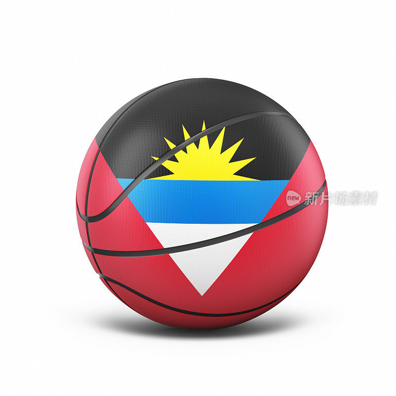 Antiqua Barbuda国旗篮球，物体+阴影剪辑路径